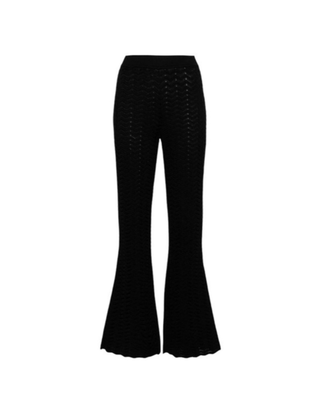 M by Missoni Black Crochet Knitted Flared Pants Size 2 Bohemian High-Waisted
